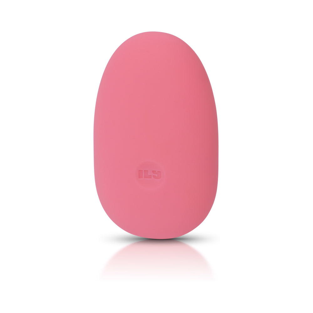 ILY by Je Joue The Pebble Squishy Pebble Shaped Bullet Upright front view of light-pink Je Joue ILY Pebble vibrator