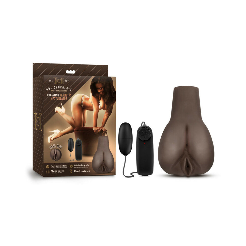Hot Chocolate Doggy Style Deanna Vibrating Masturbator Brown Blush Hot Chocolate Deanna Brown Masturbator retail carton with rear form and controls