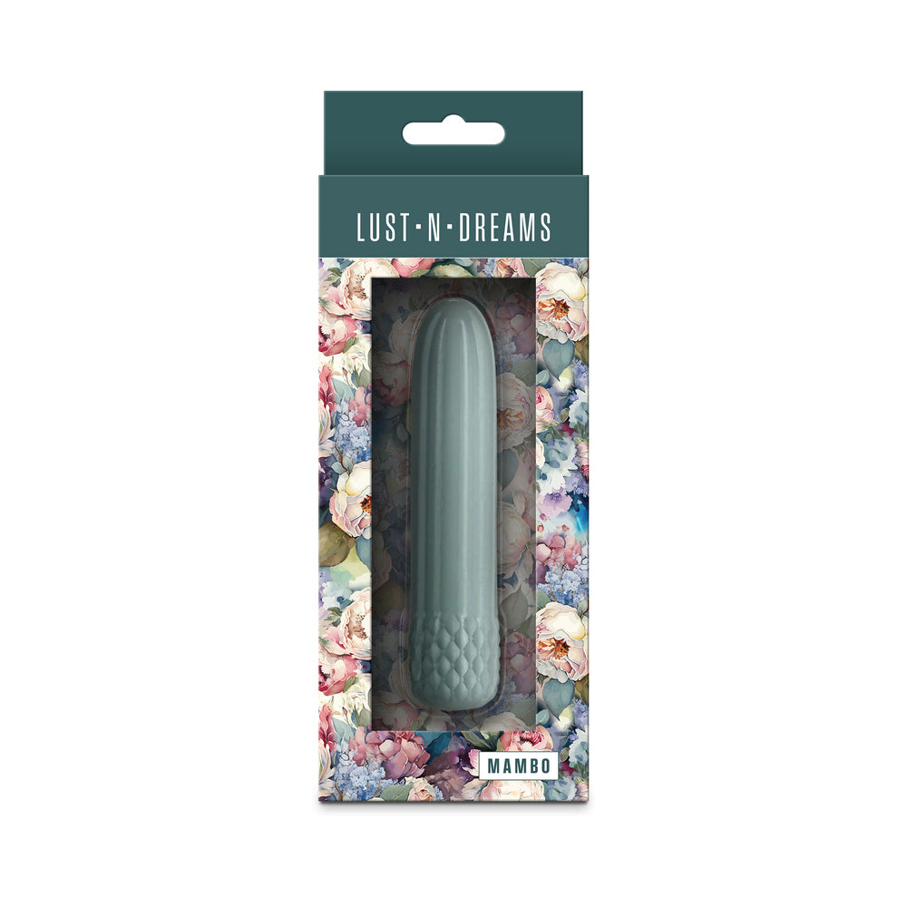 Lust-n-Dreams Mambo Sage Lust-n-Dreams Mambo sage-green silicone vibrator in floral window box