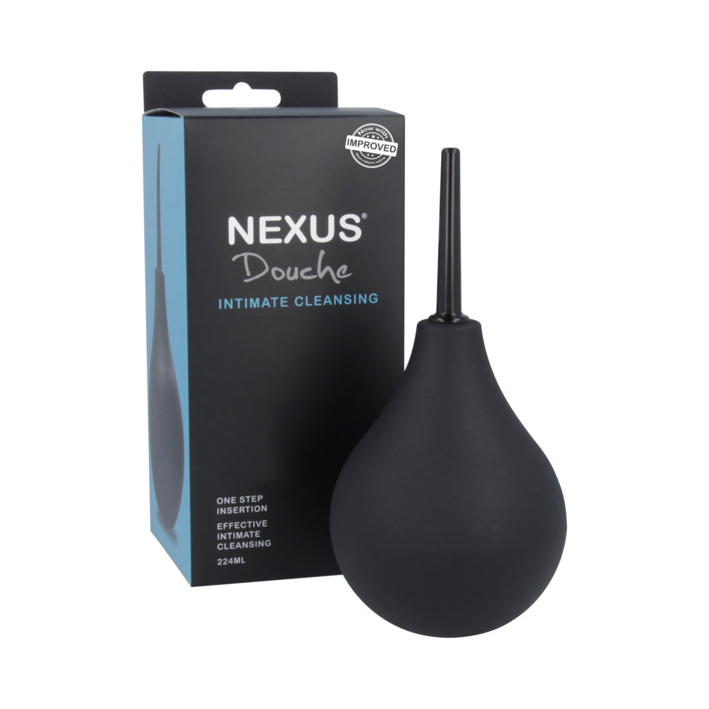 Nexus Non Return Valve Anal Douche 224ml Nexus black 224 ml anal douche beside retail box
