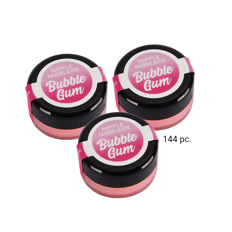 Nipple Nibbler Cool Tingle Balm Bubble Gum (Bulk Pack/144 pcs) 3 g Three light-pink Nipple Nibbler Bubble Gum balm pots marked 144 pieces