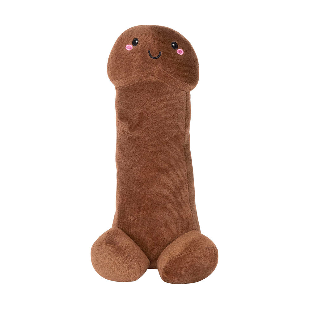 Shots Penis Stuffy 12 in. Brown tall brown Shots Penis Stuffy plush with embroidered smile and pink cheeks