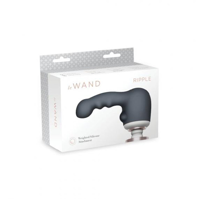 Le Wand Ripple Weighted Silicone Attachment Gray Le Wand Ripple ridged silicone attachment in white window box