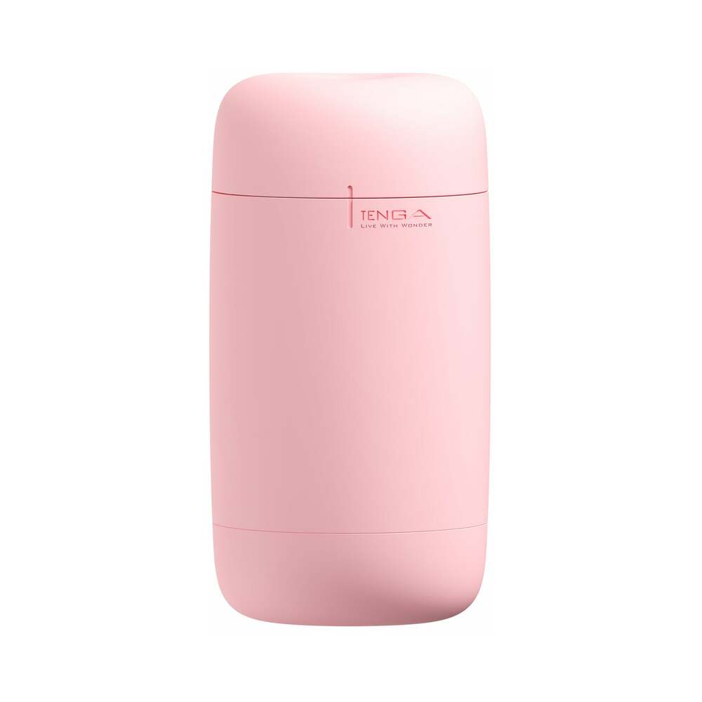 Tenga Puffy Stroker Strawberry Pink Strawberry-pink rectangular Tenga Puffy stroker case on white background
