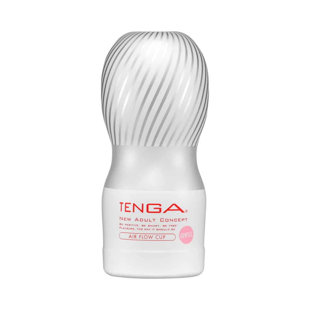 Tenga Air Flow Cup Gentle Stroker Front view of white Tenga Air Flow Cup Gentle container