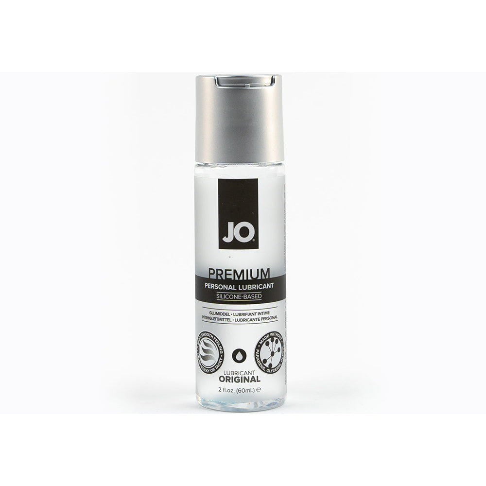 JO Premium Original Silicone-Based Lubricant 2 oz. System JO Premium Original two-ounce silicone lubricant bottle