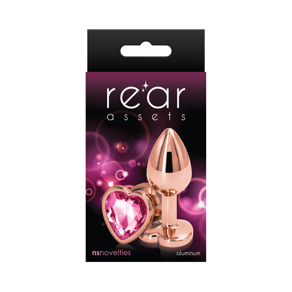 Rear Assets Rose Gold Heart Plug Small Pink Small pink heart Rear Assets rose gold plug in black box
