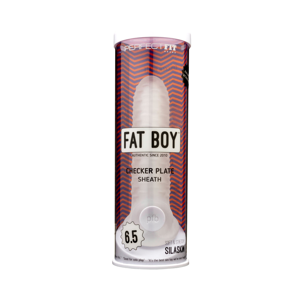 Perfect Fit Fat Boy Checker Box Sheath 6.5 in. Clear Perfect Fit Fat Boy 6.5-inch clear checker sheath in cylindrical retail package