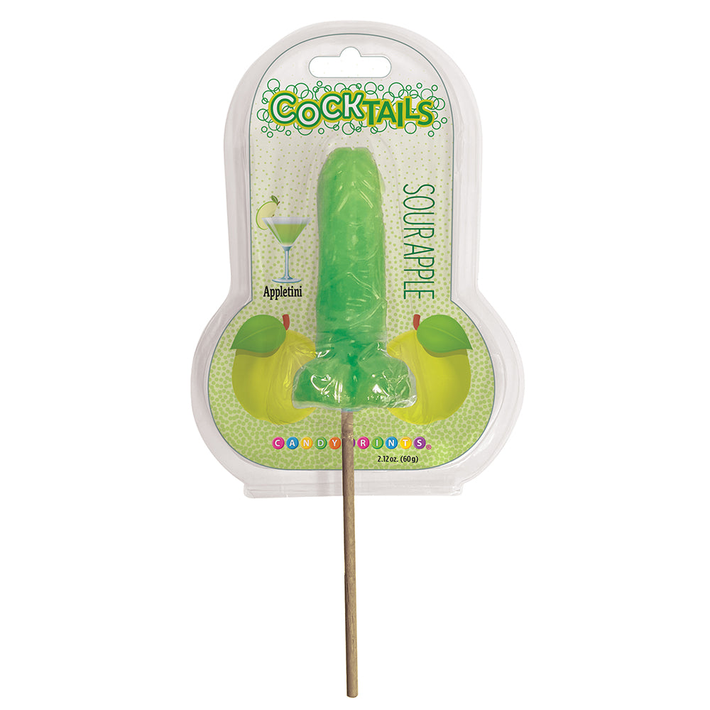 Cocktails 3D Lollipops Sour Apple green Cocktails Sour Apple penis-shaped lollipop in clear hanging package