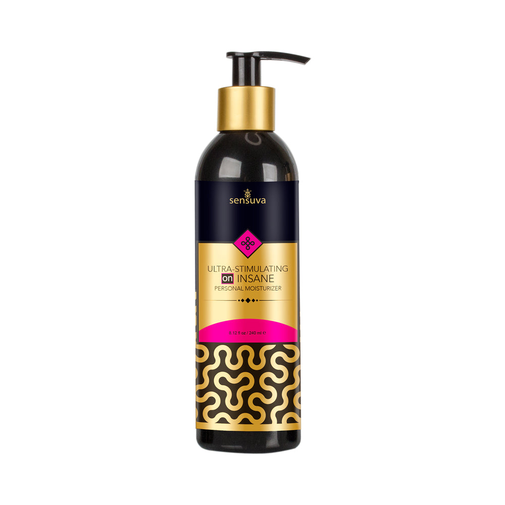 Sensuva Ultra-Stimulating ON Insane Personal Moisturizer 8 oz. Sensuva ON Insane 8 oz black pump bottle with gold and pink label