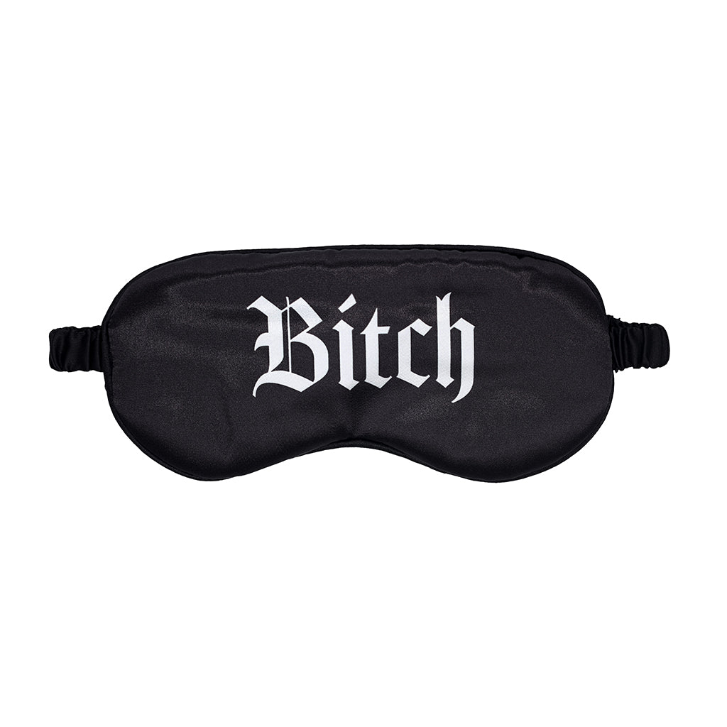 Ouch! Bitch Printed Mask Satin Black Black Ouch satin blindfold printed with white Bitch lettering