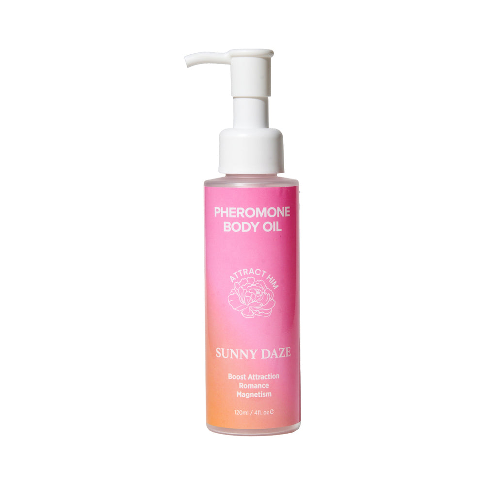 Eye of Love Pheromone Body Oil 4 oz. Pump Sunny Daze Pink-orange Eye of Love Sunny Daze body oil pump bottle