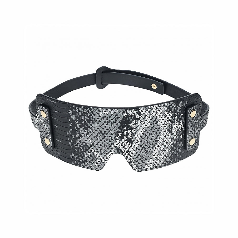 Ouch! International Florence Collection Blindfold Black black and silver snakeskin Florence blindfold with contoured eye panel