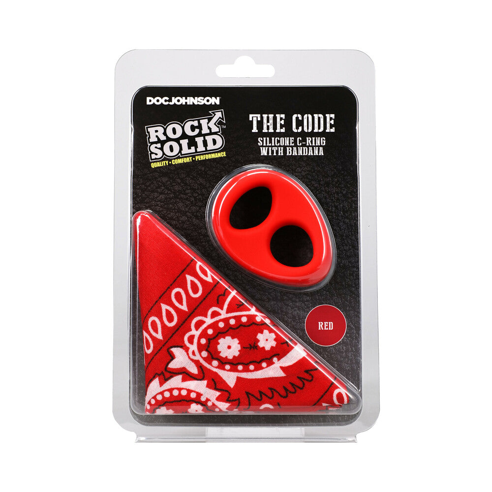 Rock Solid The Code Silicone C-Ring with Bandana Red/Black Rock Solid red double-opening C-ring with red paisley bandana