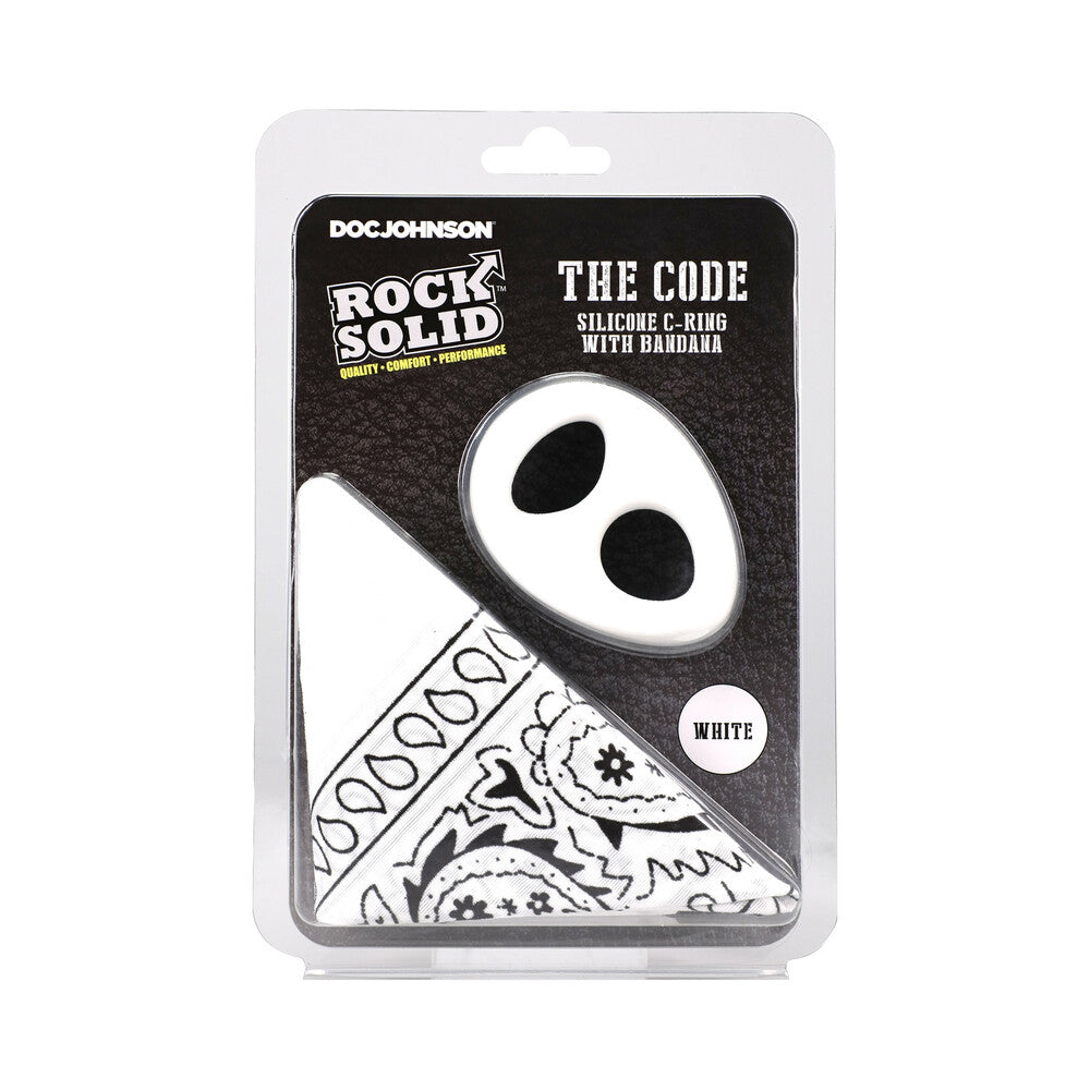 Rock Solid The Code Silicone C-Ring with Bandana White/Black Rock Solid white double-opening C-ring with white paisley bandana