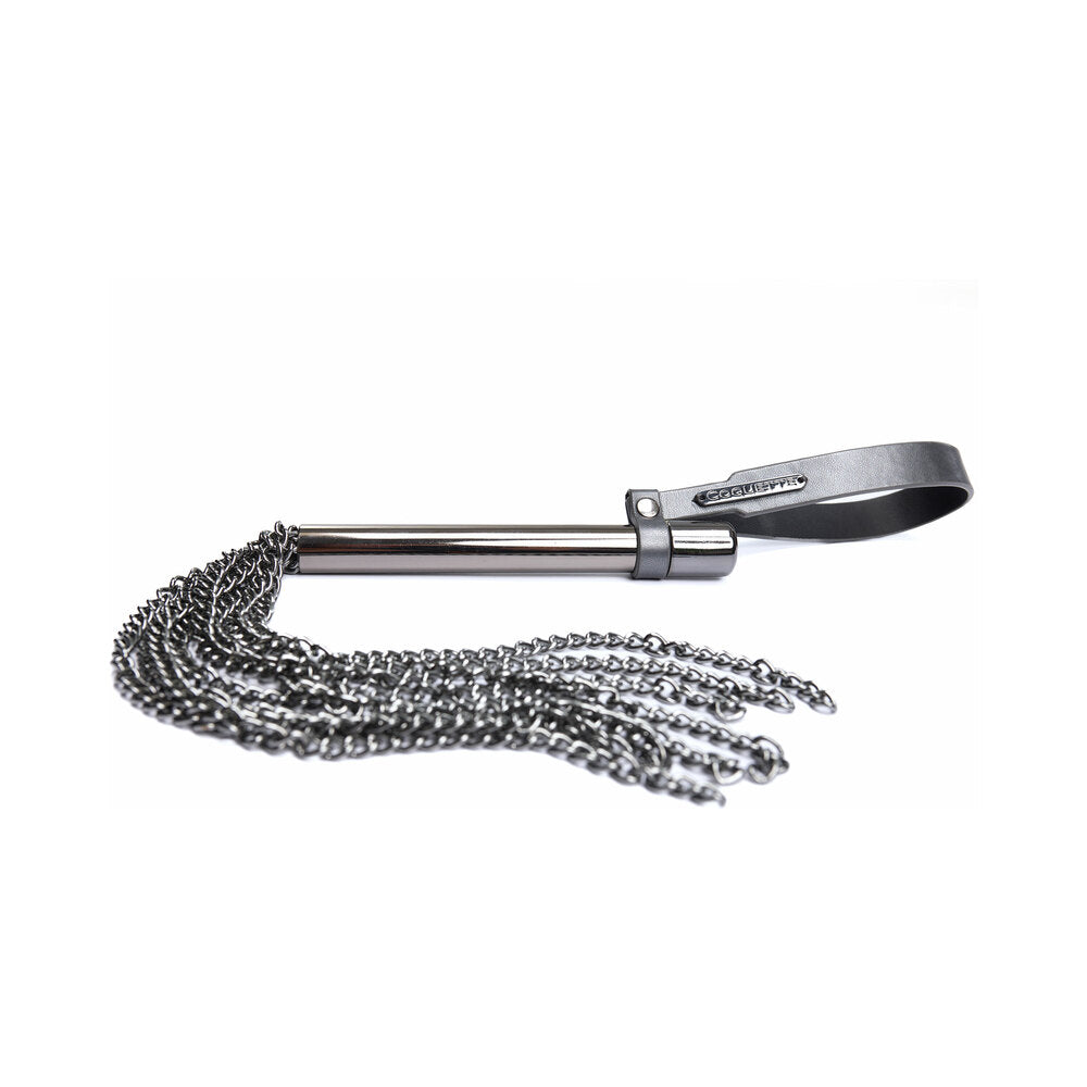 Coquette Pleasure Mini Whip Grey Coquette gray mini whip coiled with multiple chain strands