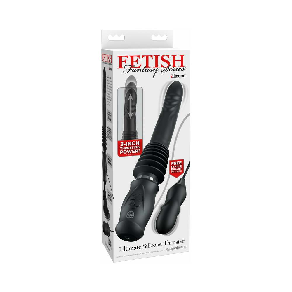 Fetish Fantasy Ultimate Silicone Thruster Fetish Fantasy Ultimate Silicone Thruster black ribbed design in tall white retail box