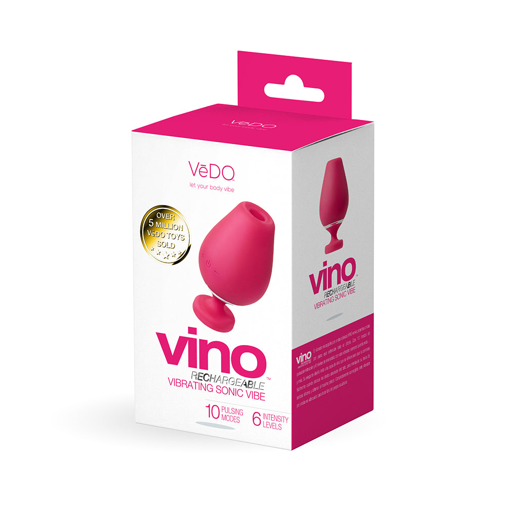 VeDO Vino Rechargeable Vibrating Sonic Vibe Pink pink VeDO Vino wine-glass-shaped sonic vibrator in white box