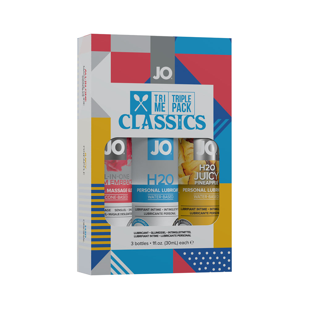 JO Tri Me Triple Pack Classics 3-Pack System JO Tri Me Classics three-bottle geometric box