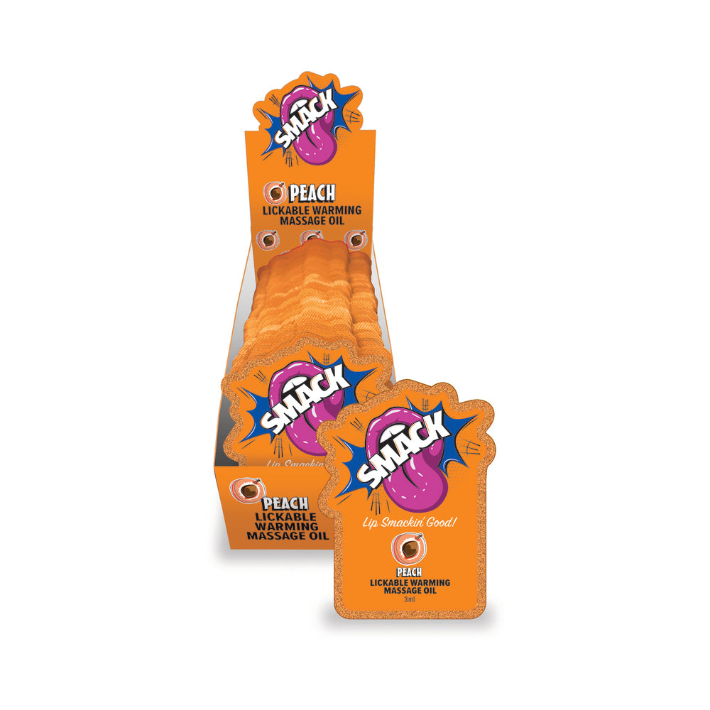 Smack Lickable Massage Oil 3 ml Pouch Peach 36-Piece Display Peach Smack 36-count massage oil pouch display