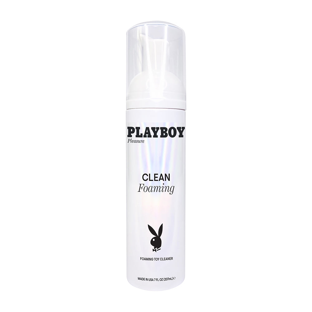 Playboy Clean Foaming Toy Cleaner 7 oz. Playboy Clean 7 oz foaming toy cleaner white pump bottle with transparent cap