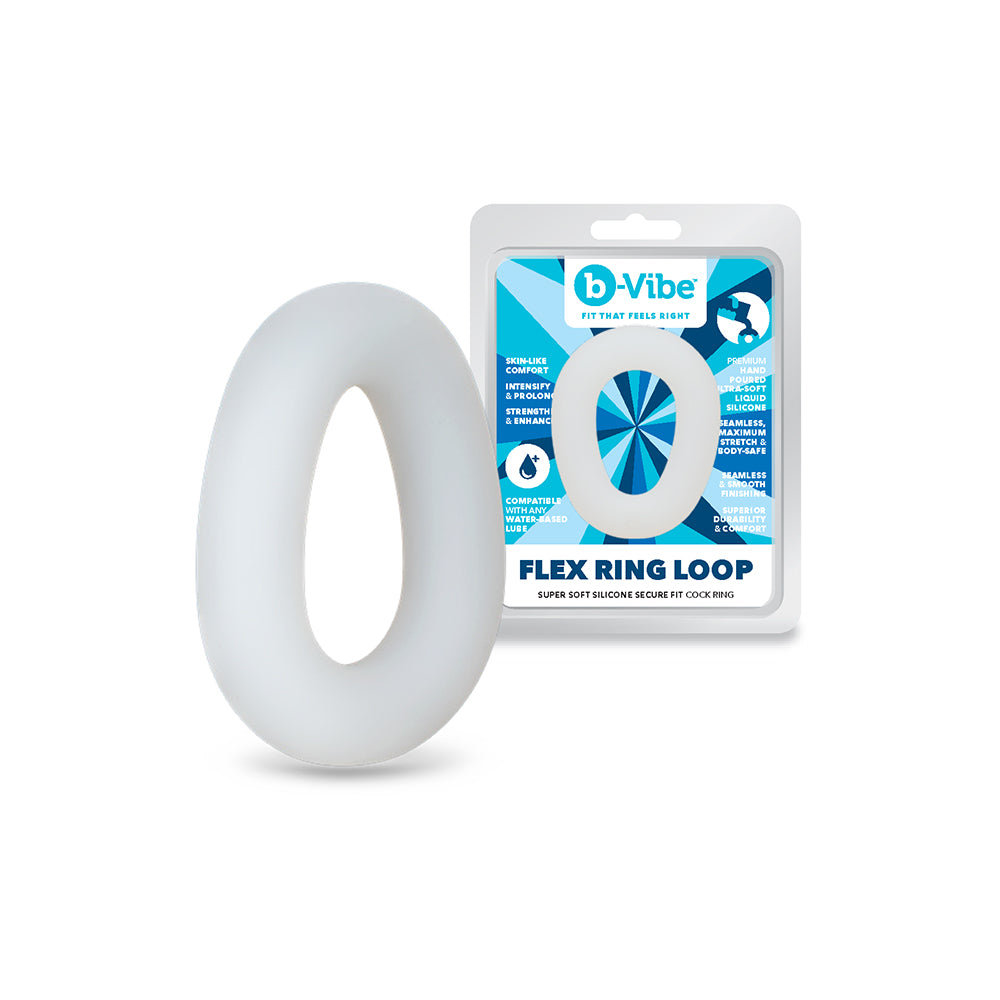 b-Vibe Flex Ring Loop Silicone C-Ring Clear b-Vibe Flex Ring Loop clear oval C-ring with retail package