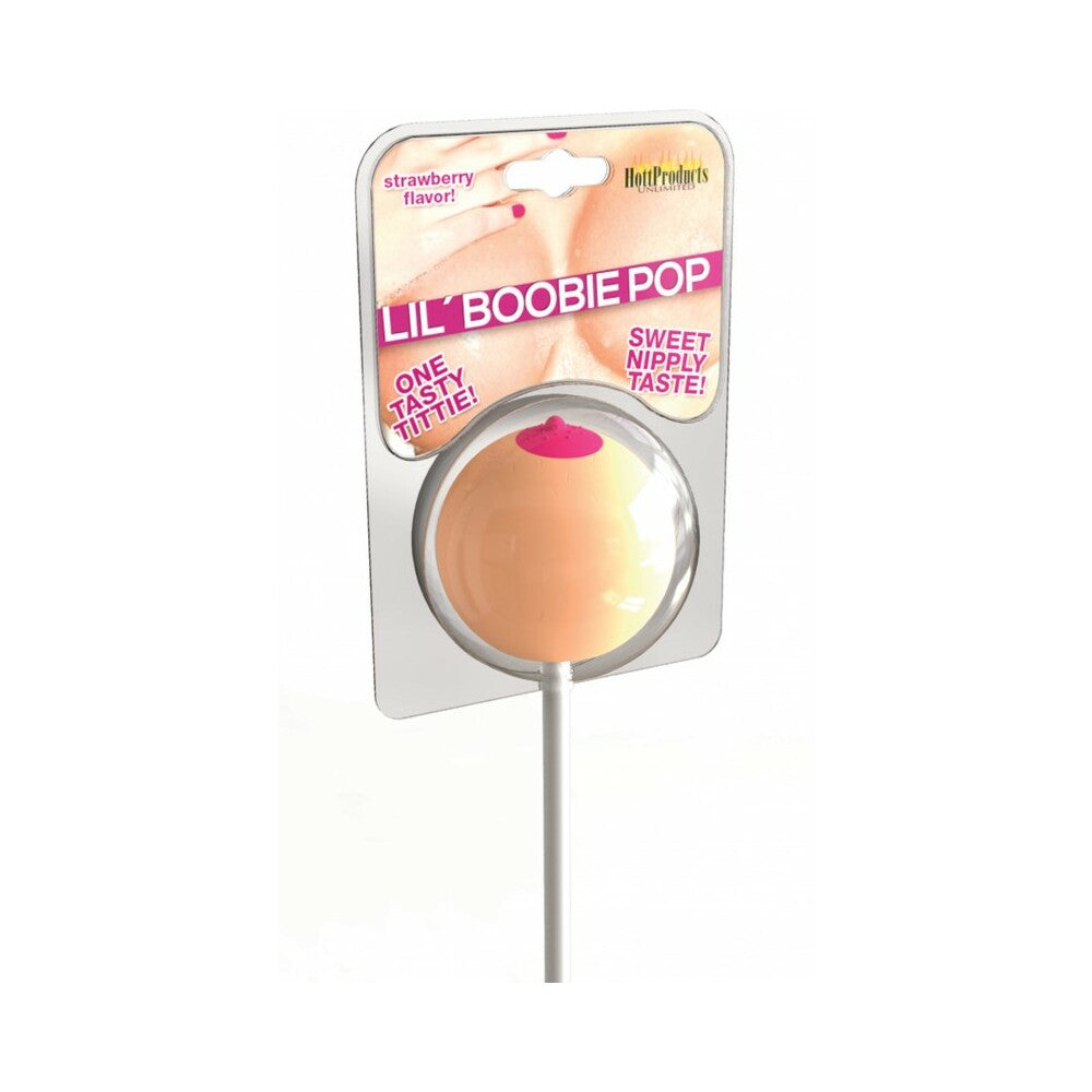 Lil Boobie Pops Carded Hott Products Lil Boobie Pop Candy Lollipop round peach beige candy on white hanging card