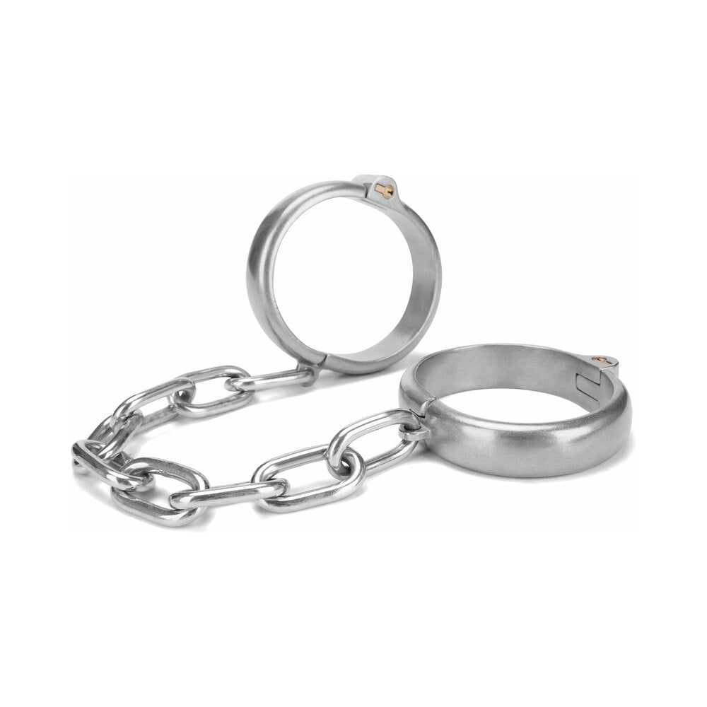 Prowler RED Heavy Duty Ankle Cuffs Prowler RED silver-tone stainless steel ankle cuffs with wide bands and chain