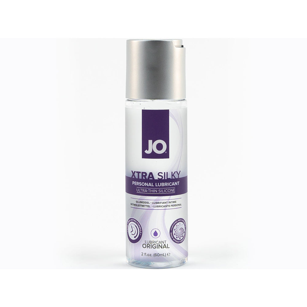 JO Xtra Silky Silicone Lubricant 2 oz. System JO Xtra Silky 2 oz clear lubricant bottle
