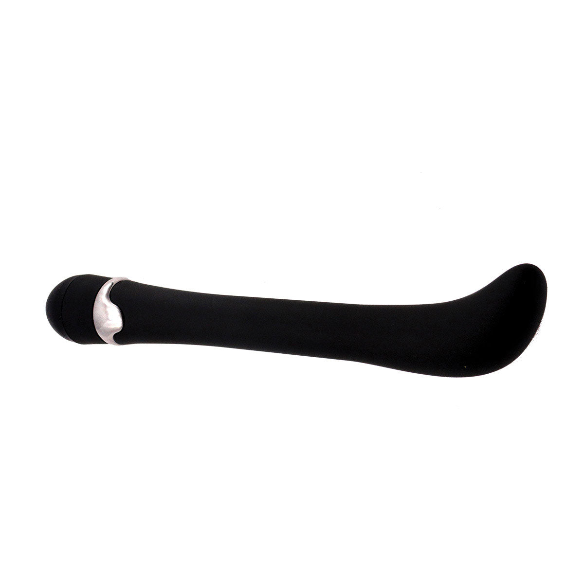 Sex Kitten G Kitty Vibe black Sex Kitten G Kitty vibrator with curved tapered shaft and silver accent band