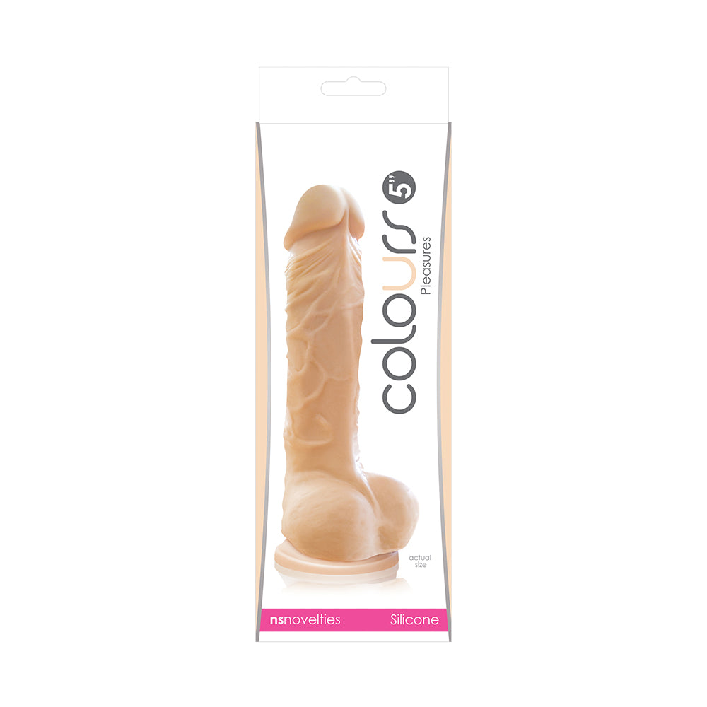 Colours Pleasures 5 in. Dildo Beige Colours Pleasures Beige 5-Inch Dildo clear white retail package front