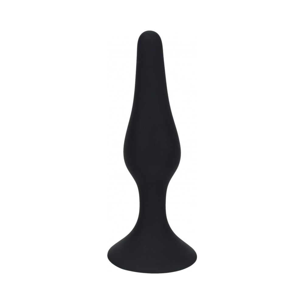 LEVELZ Slim Silicone Anal Plug Medium Black Medium black LEVELZ slim plug with circular flared base