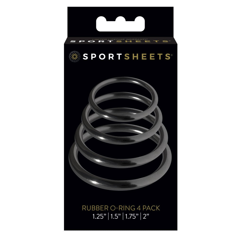 Sportsheets Rubber O-Ring 4-Pack Black Sportsheets Big O four-pack of black rubber rings in retail box