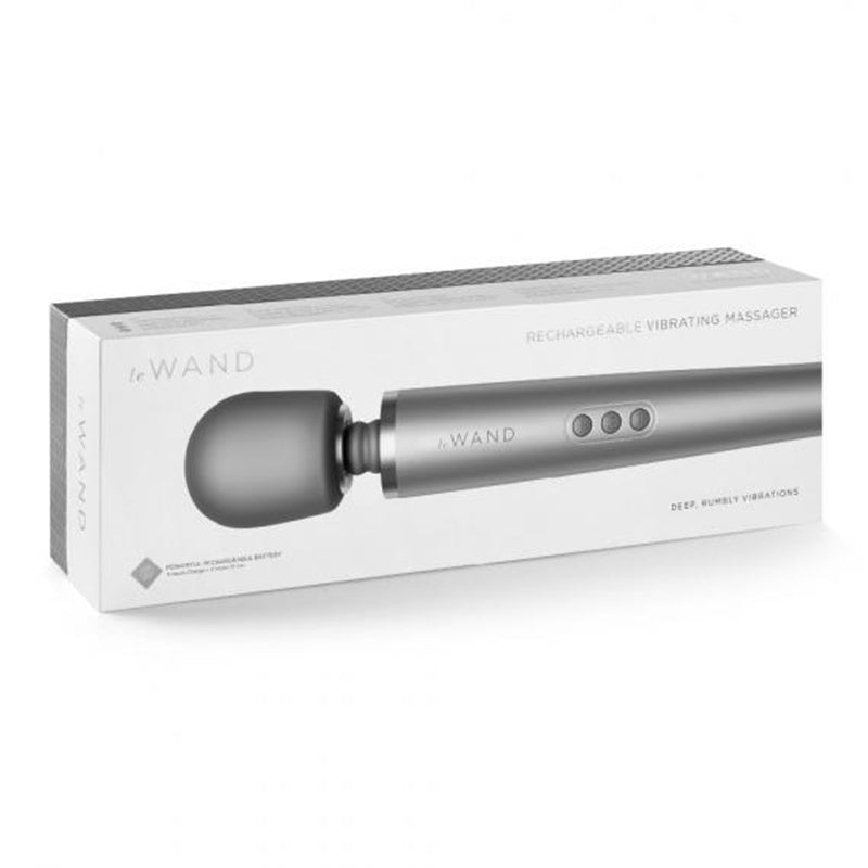 Le Wand Rechargeable Massager Grey Gray Le Wand rechargeable massager in long white retail box