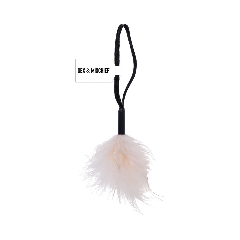 Sportsheets Sex & Mischief Peaches ''n CreaMe Wrist Feather Tickler CreaMe Ivory Peaches 'n Cream feather wrist tickler with black loop strap