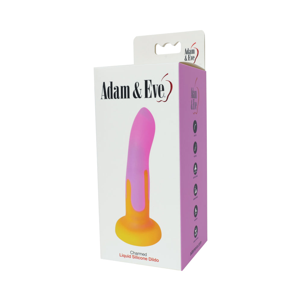 Adam & Eve Charmed Dildo Adam and Eve Charmed liquid silicone dildo displayed in white retail packaging