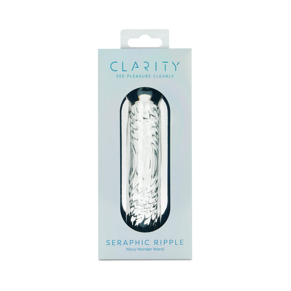 Clarity Seraphic Ripple Glass Dildo Clarity Seraphic Ripple clear textured glass dildo in pale box