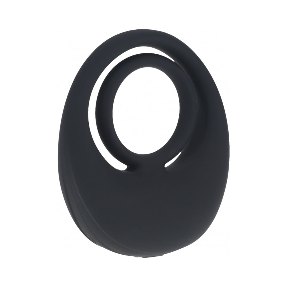 LEVELZ Vibrating Liquid Silicone Cock & Ball Ring Black Black LEVELZ vibrating ring with two nested oval openings