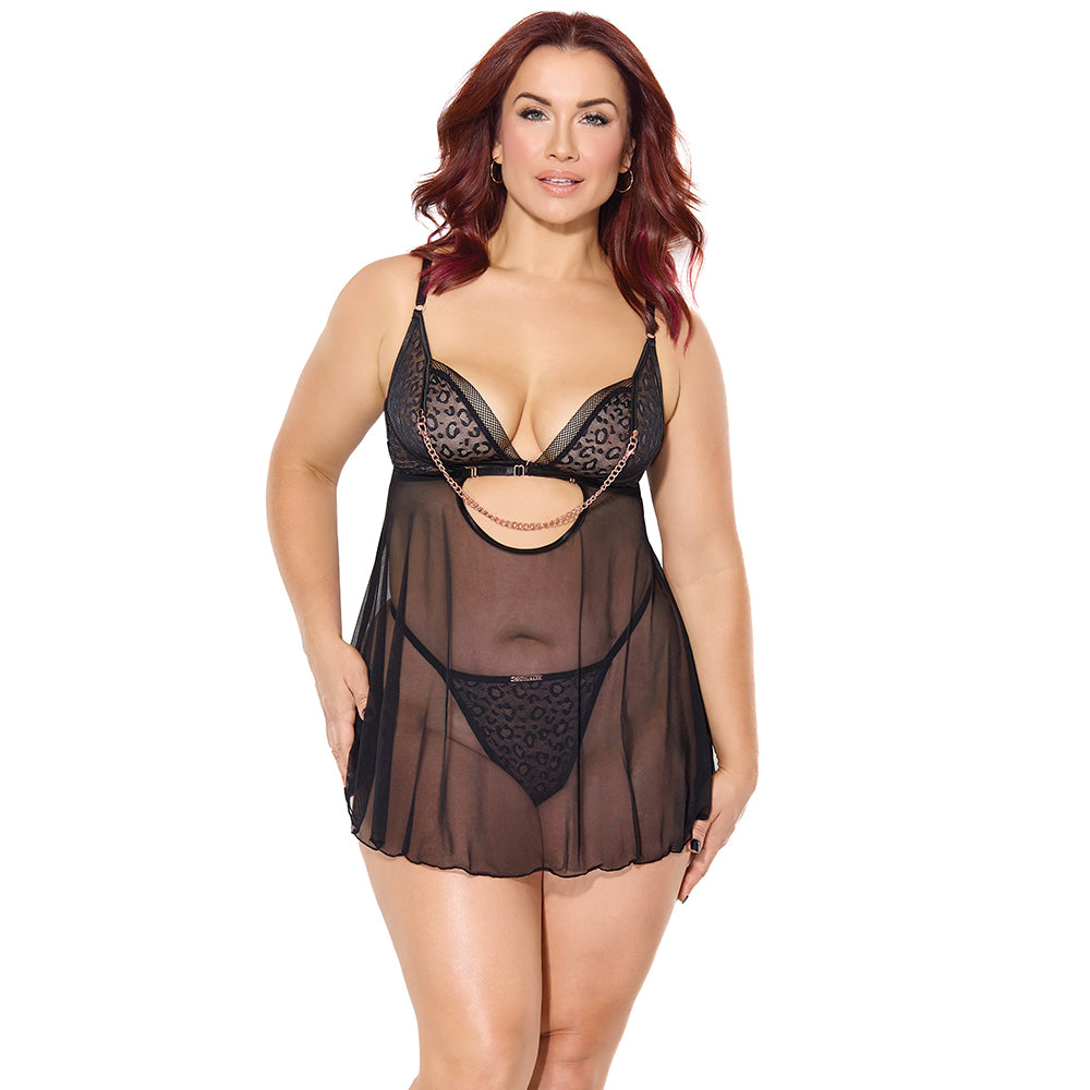Coquette Pleasure Babydoll & G-String Black Queen Size Coquette Pleasure Babydoll & G-String Black Queen Size