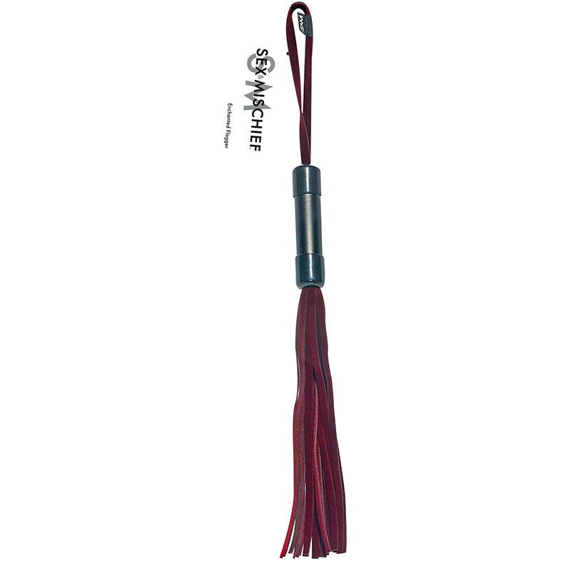 Sportsheets Sex & Mischief Enchanted Flogger Burgundy Sportsheets Enchanted Burgundy Flogger with metallic handle