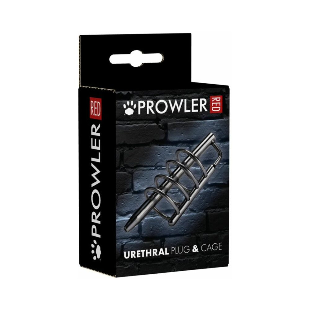 Prowler RED Urethral Plug & Cage Stainless Steel Prowler RED stainless steel urethral plug and cage retail box