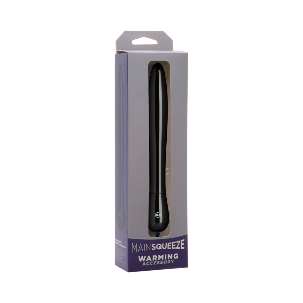 Main Squeeze - Warming Accessory Black Doc Johnson Main Squeeze Black Warming Accessory inside tall presentation box