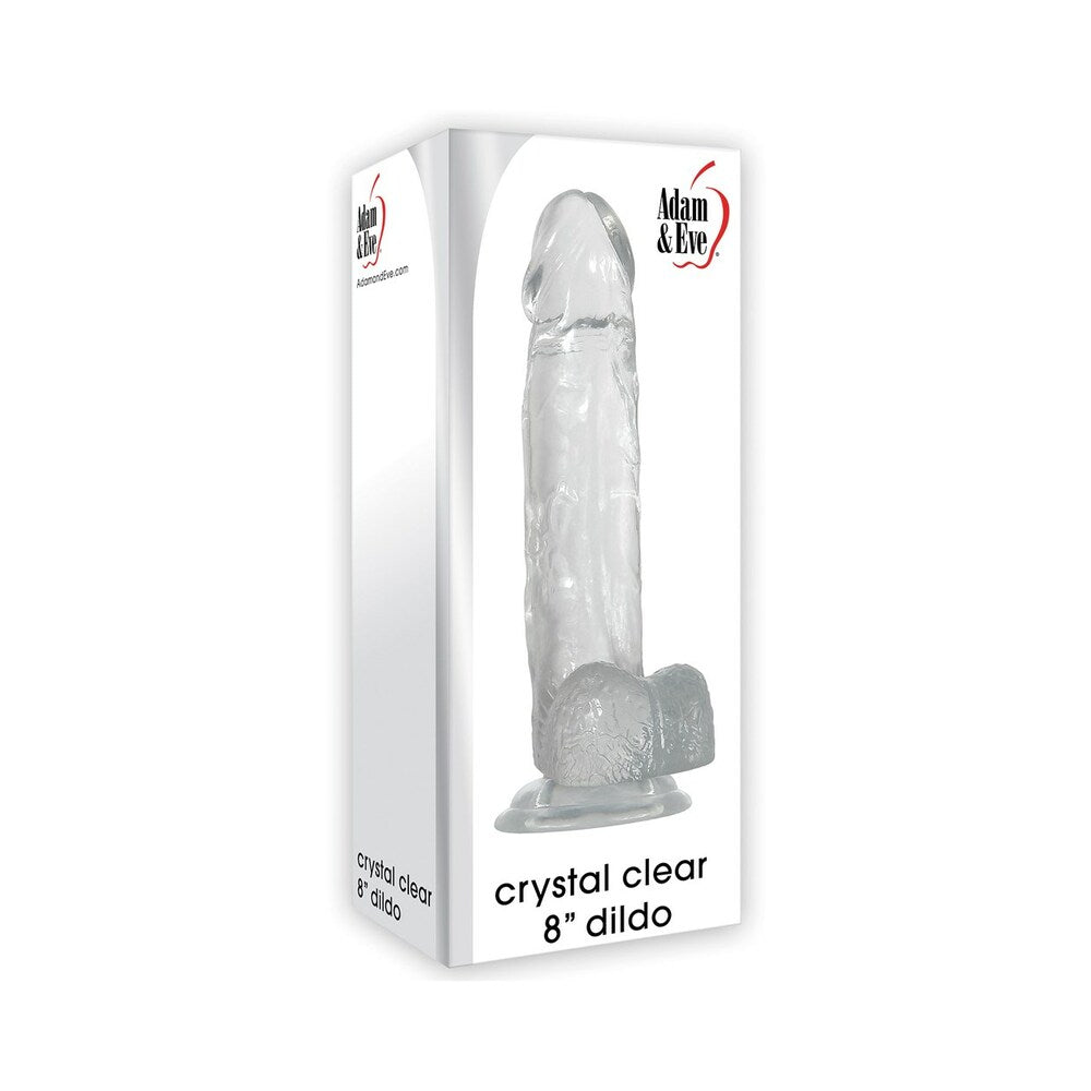 Adam & Eve Crystal Clear 8 in. Dildo Adam & Eve Crystal Clear 8-inch dildo upright inside white retail box