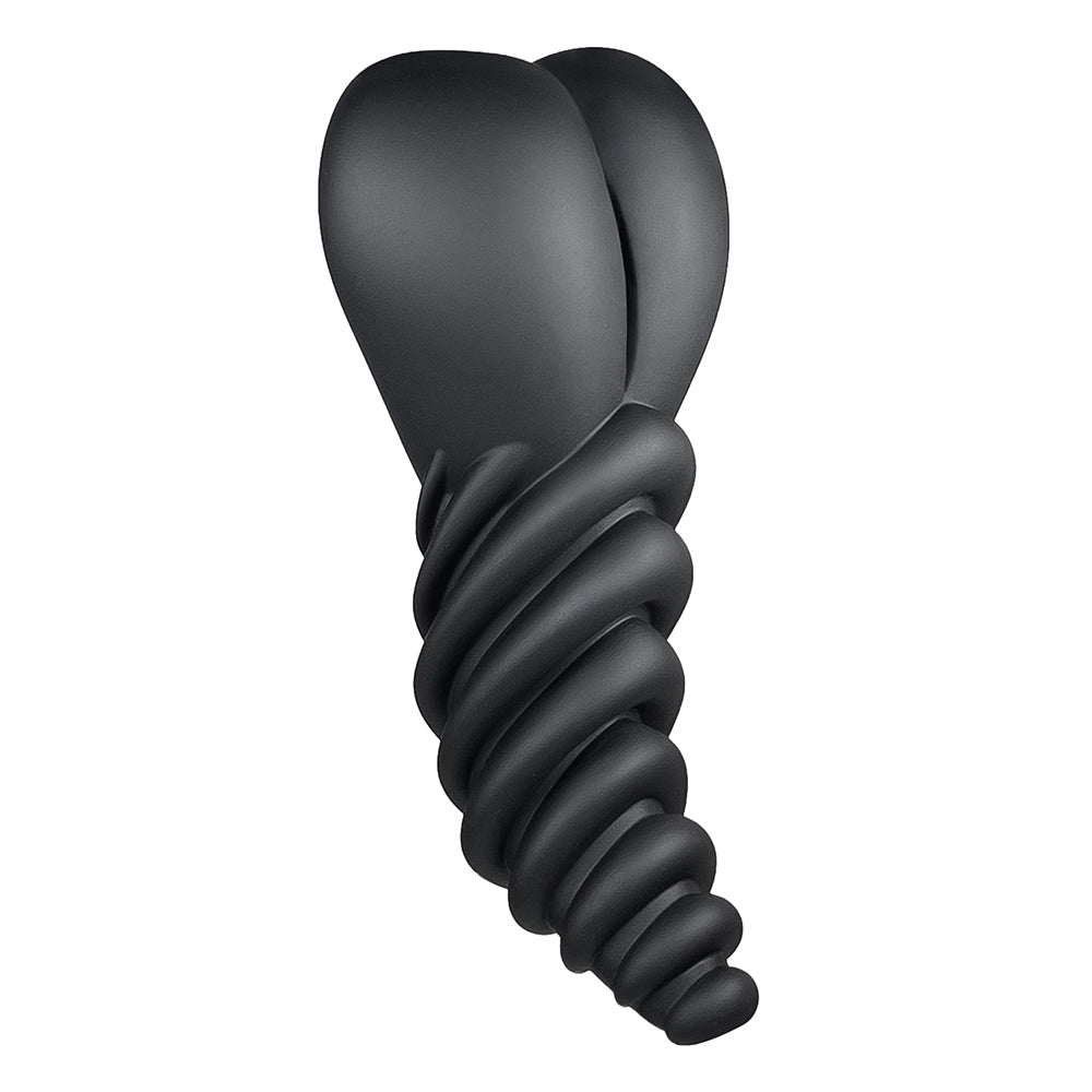 Banana Pants Luvgrind Black angled black Luvgrind with heart-shaped cushion and tapered ribbed extension
