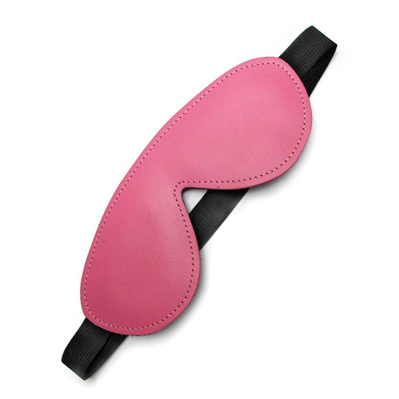 Kinklab Pink Bound Leather Blindfold Pink Kinklab Bound leather blindfold with wide black strap