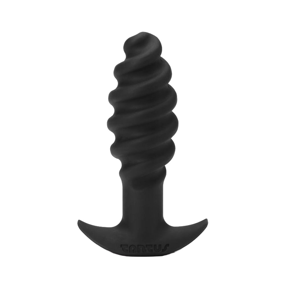 Tantus Twist Anal Plug Onyx (Bag) Black Tantus Twist anal plug with deep spiral ridges and anchor base