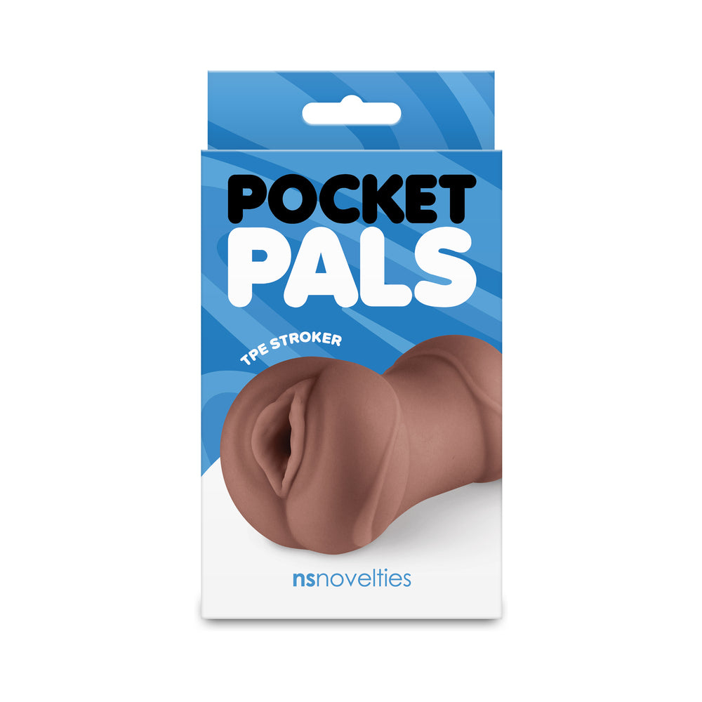 Pocket Pals Vagina Stroker Brown Brown Pocket Pals vagina stroker in blue retail packaging