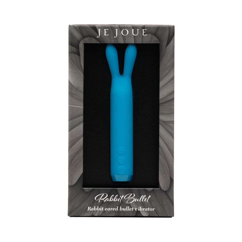 Je Joue Rabbit Bullet Vibrator Rechargeable Silicone Teal Teal Je Joue Rabbit Bullet displayed in retail packaging