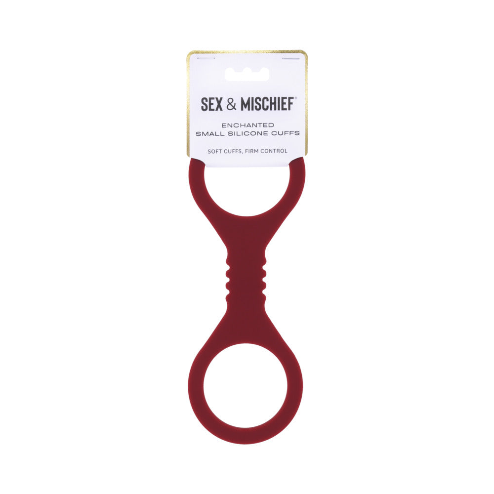 Sportsheets Sex & Mischief Enchanted Small Silicone Cuffs Small burgundy Sportsheets Enchanted silicone figure-8 cuffs