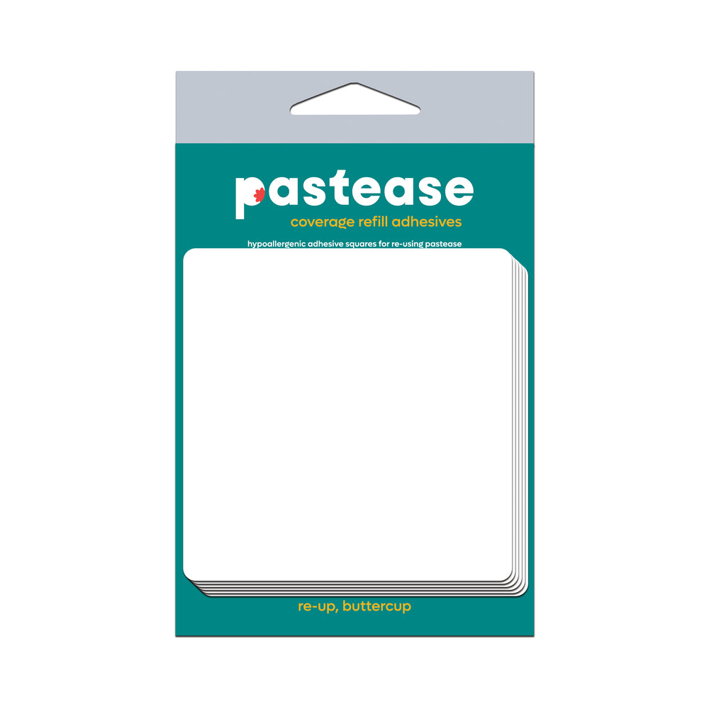 Pastease Refills Coverage: Three Pair Double Stick Adhesive Squares Pastease Coverage refill packet with three pairs of white adhesive squares